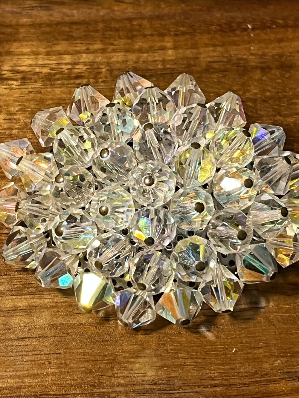 SET Crystal Aurora Borealis Clip Earrings and Brooch Set - Picture 9 of 10